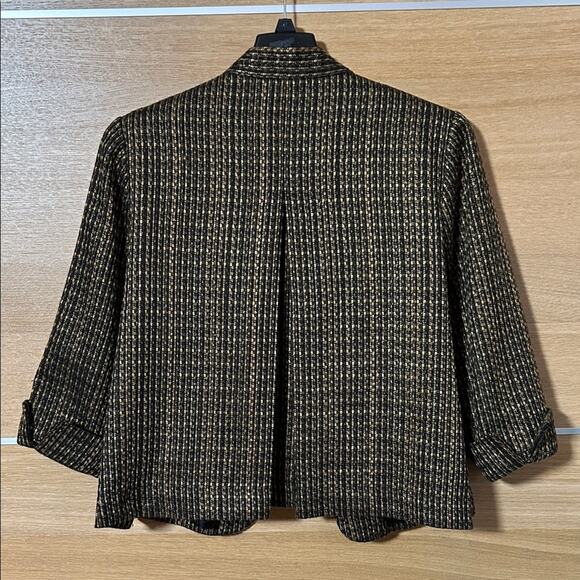 Scott Taylor women’s Sz XL Elegant Black & Gold lined Tweed Blazer - Picture 7 of 7